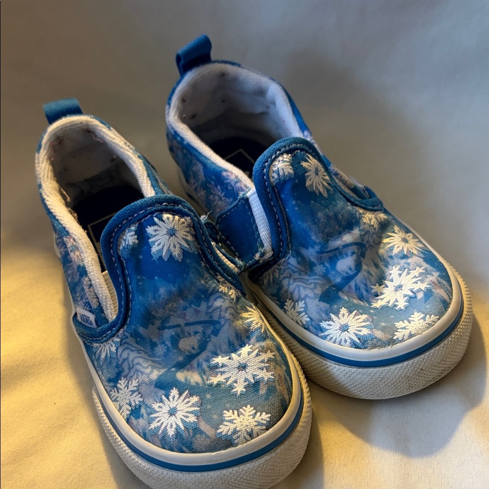 Vans Blue Snowflake Kids Slip-On Sneakers